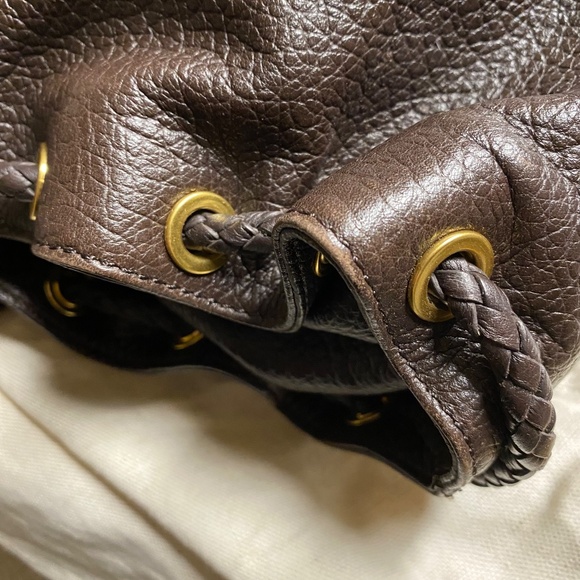 Michael Kors Woodside Braid Handle Tote Brown Pebbled Leather With Dustbag - Picture 15 of 16